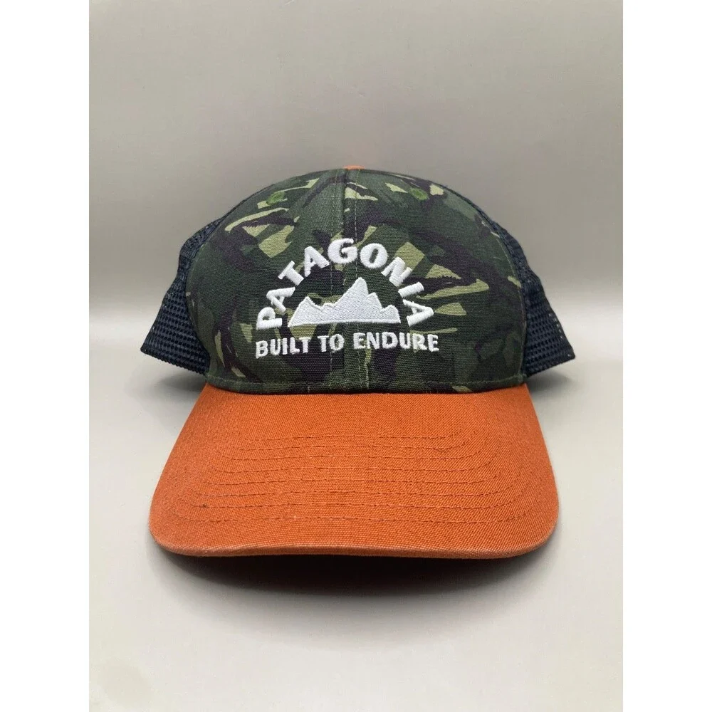 Patagonia Hat Cap Snap Back One Size Kids Green Camo Trucker Built to Endure
